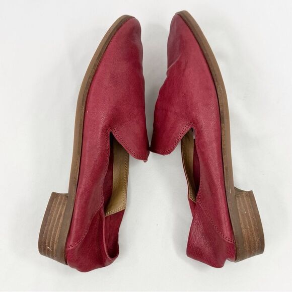 Lucky Brand Cahill Red Soft Structure Leather Slip On Low Heel Loafer Flats - Picture 5 of 15